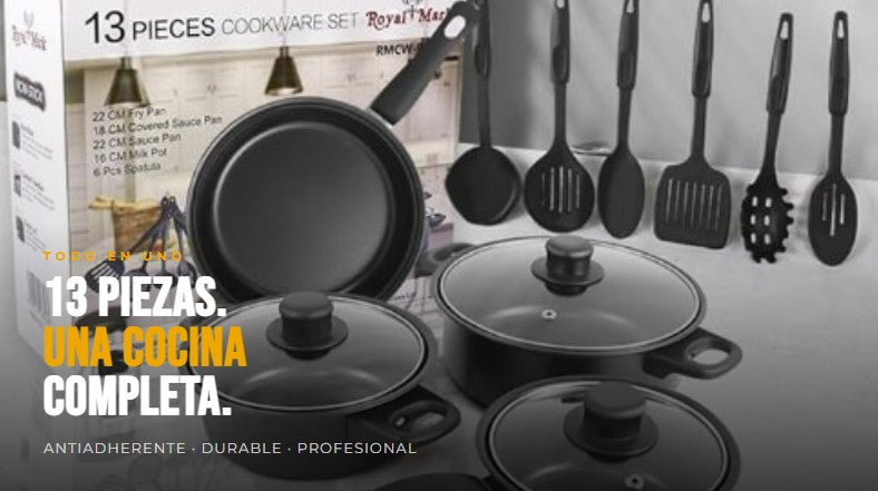 EL MEJOR SET DE OLLAS , 13 PIEZAS